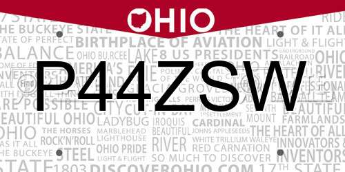 P44ZSW Ohio License Plate