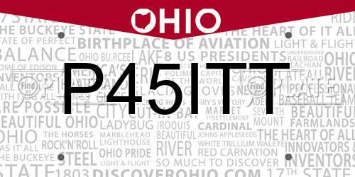 P45ITT Ohio License Plate