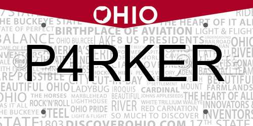P4RKER Ohio License Plate