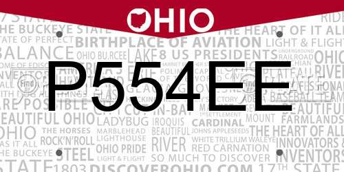P554EE Ohio License Plate