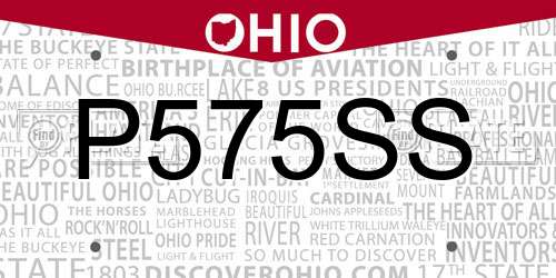 P575SS Ohio License Plate