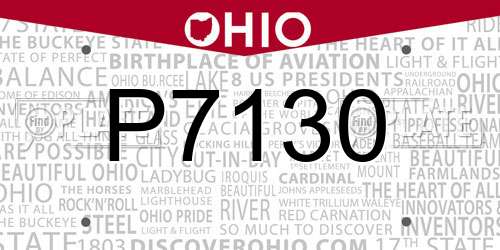 P7130 Ohio License Plate