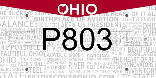 P803 Ohio License Plate