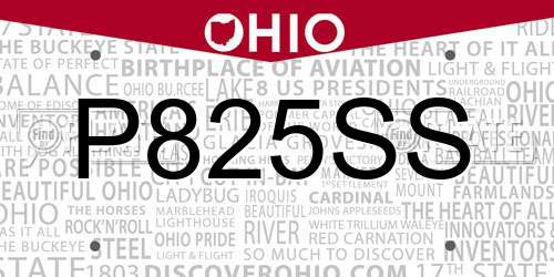P825SS Ohio License Plate