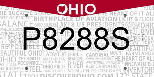 P8288S Ohio License Plate