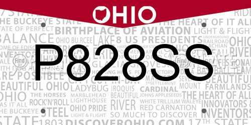 P828SS Ohio License Plate