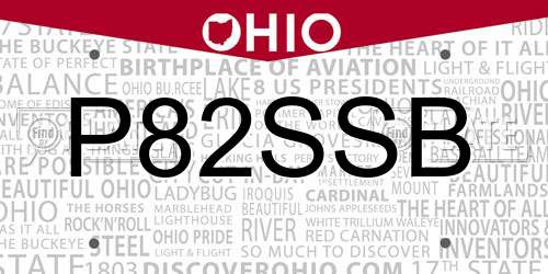 P82SSB Ohio License Plate
