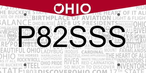 P82SSS Ohio License Plate