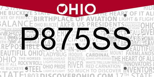 P875SS Ohio License Plate