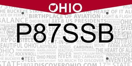 P87SSB Ohio License Plate