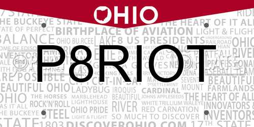 P8RIOT Ohio License Plate
