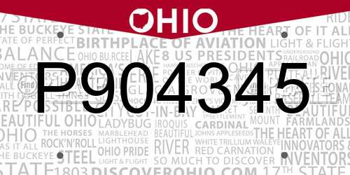 P904345 Ohio License Plate
