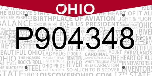 P904348 Ohio License Plate