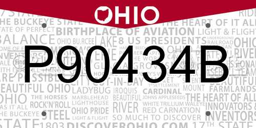 P90434B Ohio License Plate