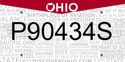 P90434S Ohio License Plate