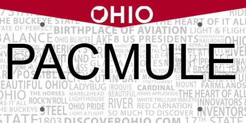 PACMULE Ohio License Plate