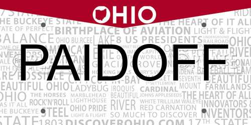 PAIDOFF Ohio License Plate