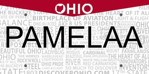 PAMELAA Ohio License Plate