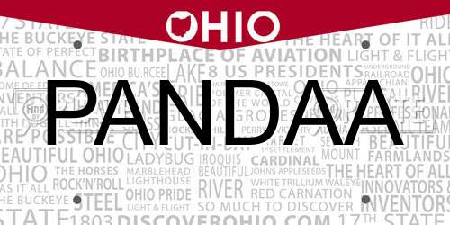 PANDAA Ohio License Plate