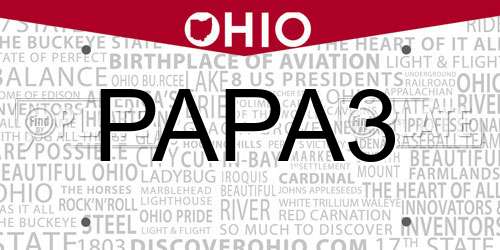 PAPA3 Ohio License Plate