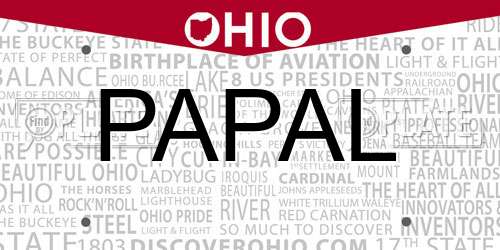 PAPAL Ohio License Plate