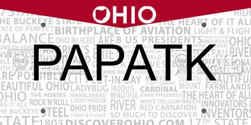 PAPATK Ohio License Plate