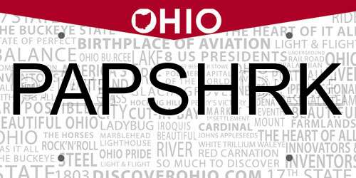 PAPSHRK Ohio License Plate