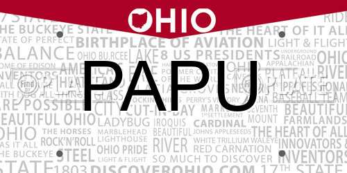 PAPU Ohio License Plate