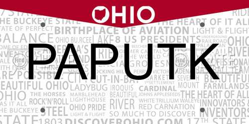 PAPUTK Ohio License Plate