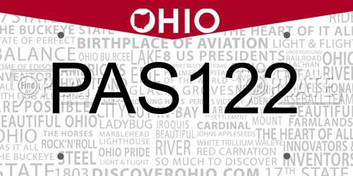 PAS122 Ohio License Plate