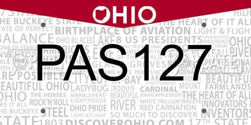 PAS127 Ohio License Plate