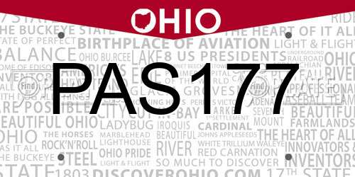 PAS177 Ohio License Plate