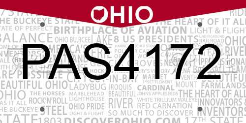 PAS4172 Ohio License Plate