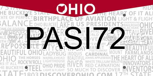 PASI72 Ohio License Plate