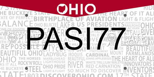 PASI77 Ohio License Plate