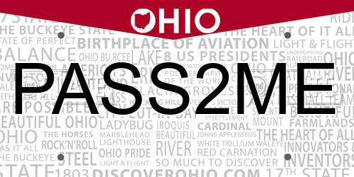 PASS2ME Ohio License Plate