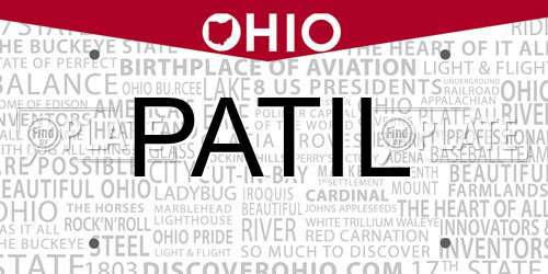PATIL Ohio License Plate
