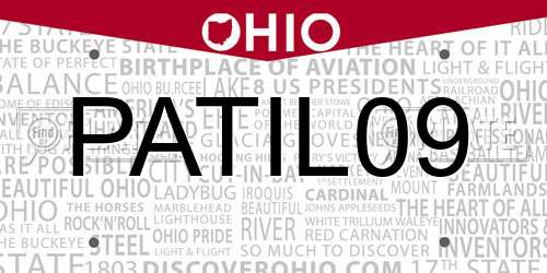 PATIL09 Ohio License Plate