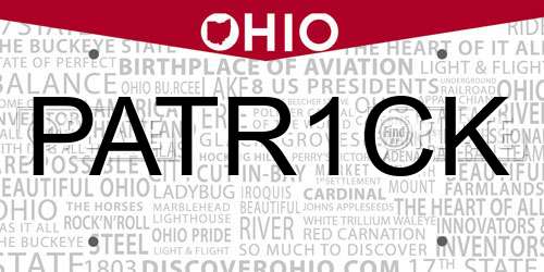 PATR1CK Ohio License Plate
