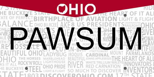 PAWSUM Ohio License Plate