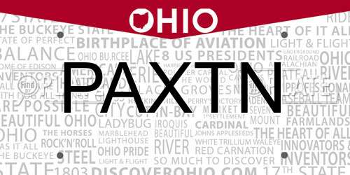 PAXTN Ohio License Plate
