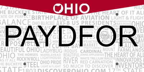 PAYDFOR Ohio License Plate