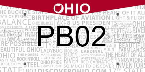 PB02 Ohio License Plate