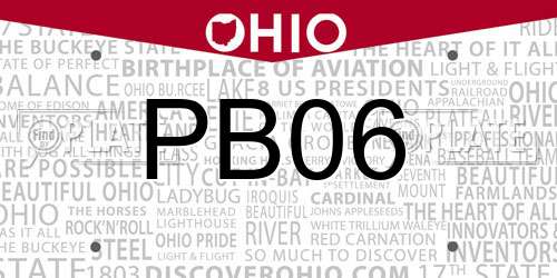 PB06 Ohio License Plate