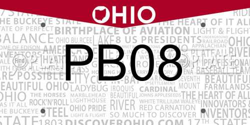 PB08 Ohio License Plate