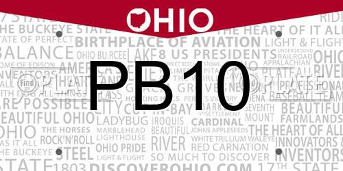 PB10 Ohio License Plate