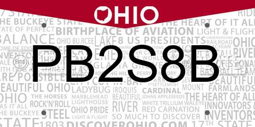 PB2S8B Ohio License Plate
