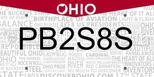 PB2S8S Ohio License Plate