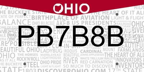 PB7B8B Ohio License Plate