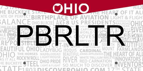 PBRLTR Ohio License Plate